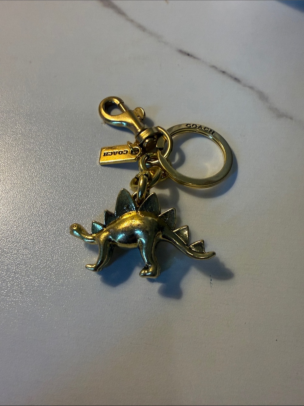Gold-tone Dinosaur Keychain Charm